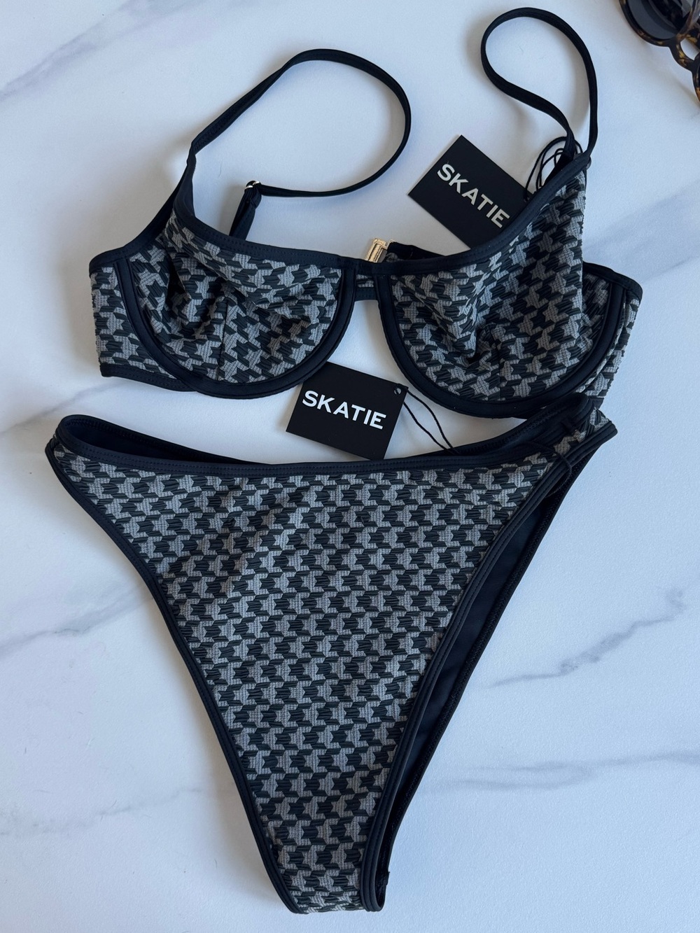 Skatie Black and White Houndstooth Underwire Bikini - Picture 3 of 4